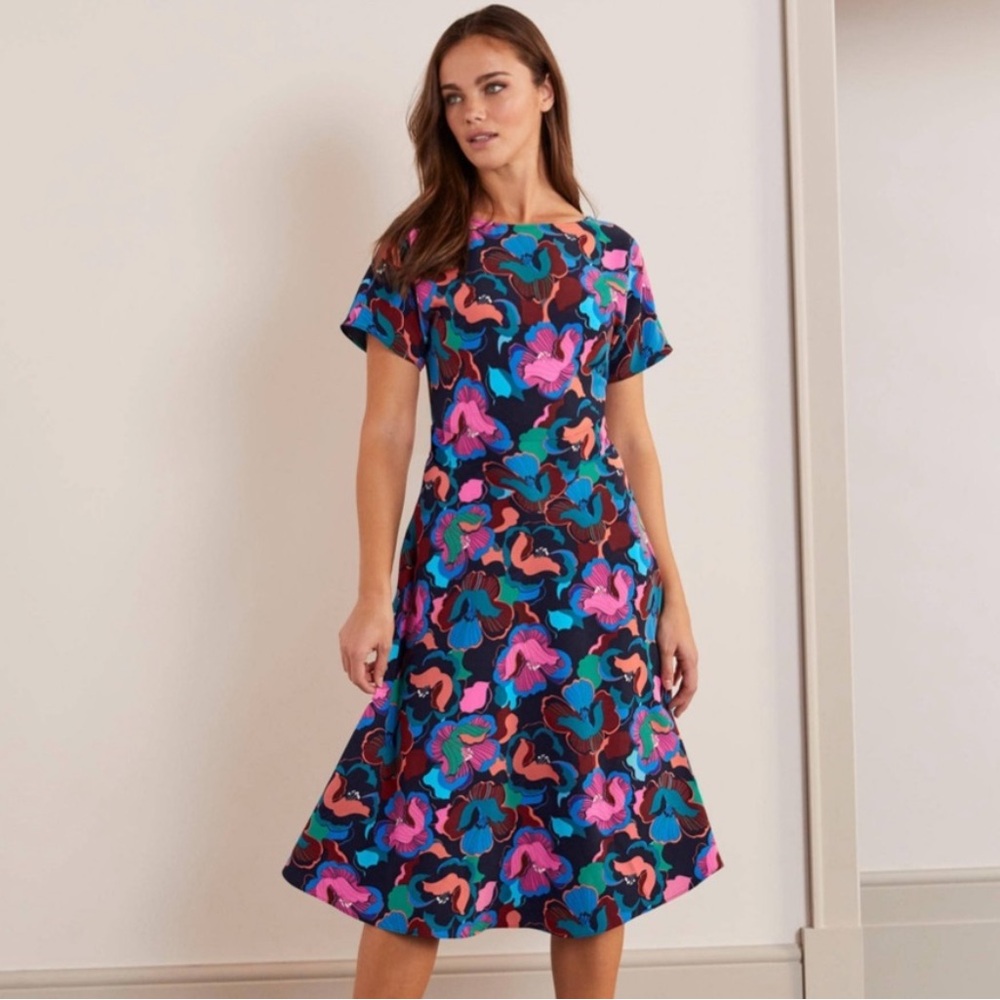 Boden Cynthia Floral Midi Tea Length Dress in US 6R